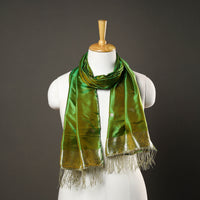 Green - Brocade Handloom Pure Silk Banarasi Stole with Tassels 02