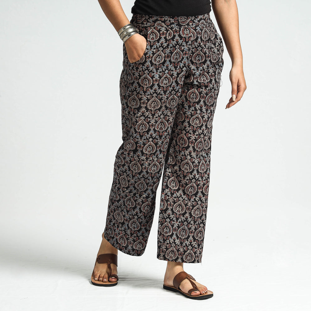 Black - Ajrakh Block Printed Cotton Elasticated Pant