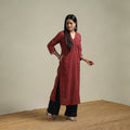 Red - Bagh Hand Block Print Natural Dyed Cotton Straight Kurta for women 05