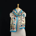 Ranihati Chanderi Silk Hand Embroidered Stole with Pom Pom 222