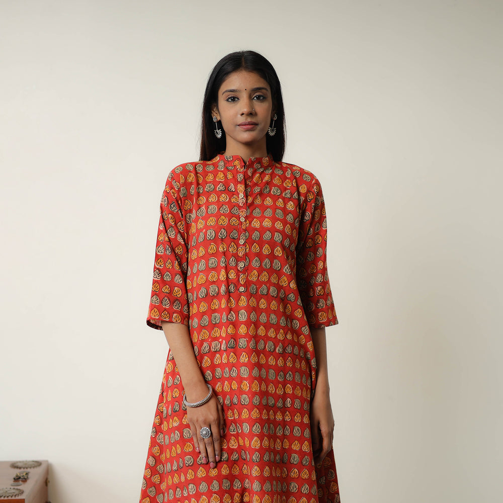 Natural Dyed Block Print Cotton Kalamkari Kurta 13