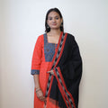 Orange - Handloom Cotton Pochampally Ikat Kurta Set 07