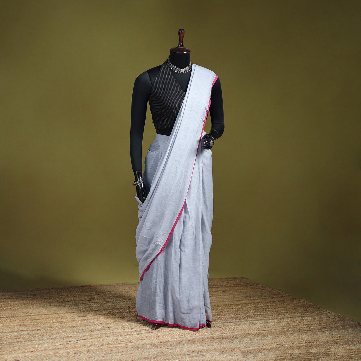 Plain Pure Mul Cotton Ready To Wear Saree 09
