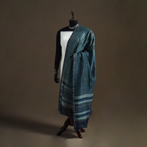 Akola Dabu Hand Block Print Chanderi Silk Handloom Dupatta 14