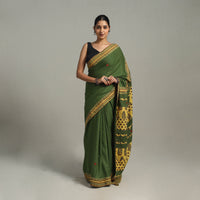 Green - Applique Patchwork Mul Cotton Tagai Ajrakh Saree 08