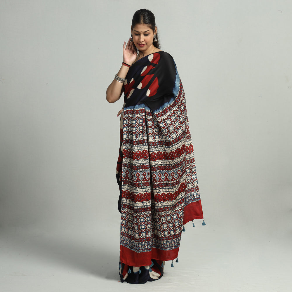 Ajrakh Modal Silk Saree