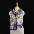 Ranihati Chanderi Silk Hand Embroidered Stole with Pom Pom 224