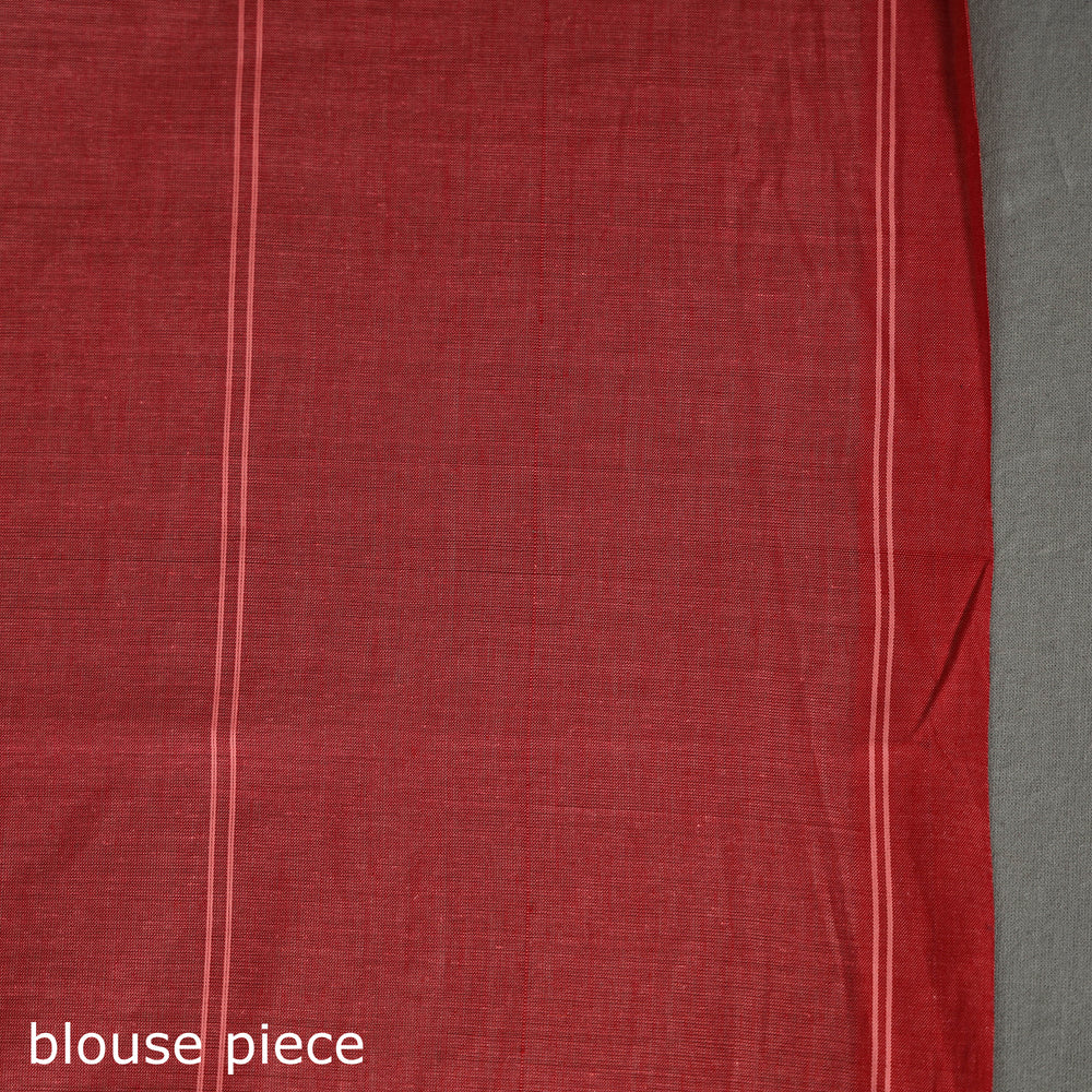 Red - Flower of Life Zari Jamdani Cotton Handloom Saree 47