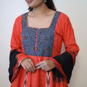 Orange - Handloom Cotton Pochampally Ikat Kurta Set 07