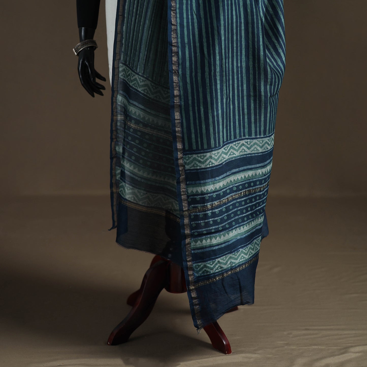 Akola Dabu Hand Block Print Chanderi Silk Handloom Dupatta 14