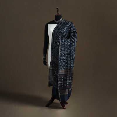 Akola Dabu Hand Block Print Chanderi Silk Handloom Dupatta 15