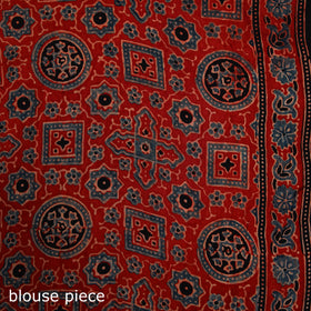 Ajrakh Hand Block Print Natural Dyed Lagdi Patta Border Modal Silk Saree 01