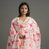 Pink - Shibori Tie-Dye Handloom Chanderi Silk Dupatta with Zari Border 62