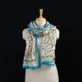 Ranihati Chanderi Silk Hand Embroidered Stole with Pom Pom 227