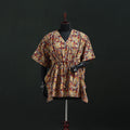 Brown - Kalamkari Hand Block Print Natural Dyed Cotton Kaftan (Short) 29