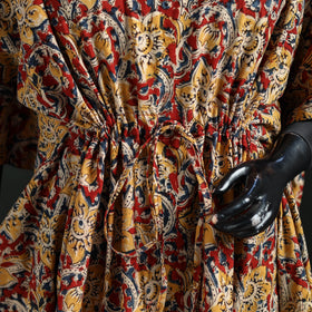 Brown - Kalamkari Hand Block Print Natural Dyed Cotton Kaftan (Short) 29