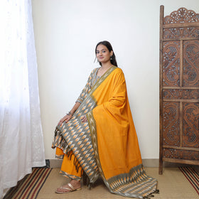 Grey - Handloom Cotton Pochampally Ikat Kurta Set 10