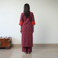 Purple - Handloom Cotton Pochampally Ikat Kurta Set with Dupatta 05