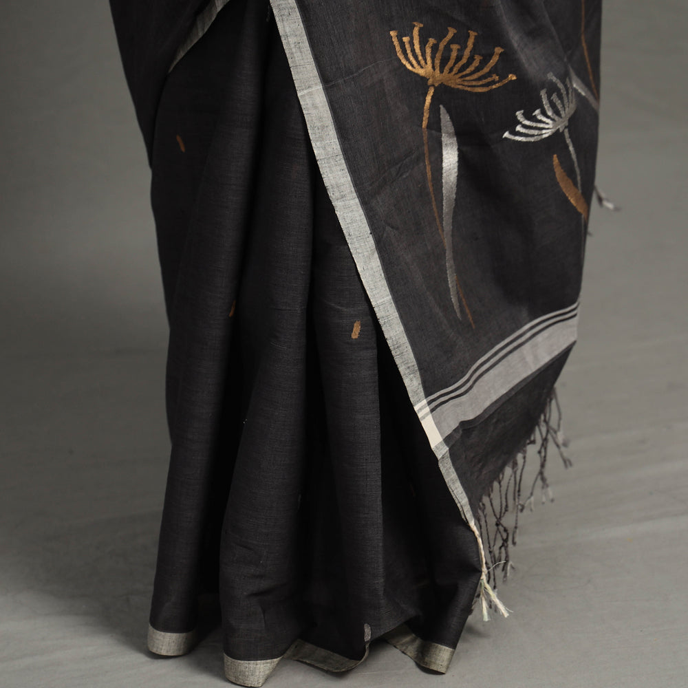 Black - Pollen Jamdani Cotton Handloom Saree 48