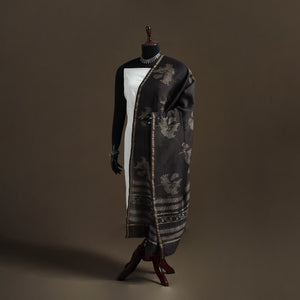 Brown - Akola Dabu Hand Block Print Chanderi Silk Handloom Dupatta 16