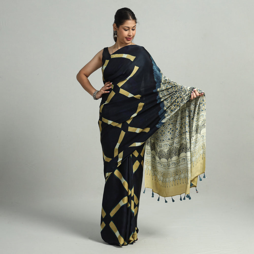 Ajrakh Modal Silk Saree