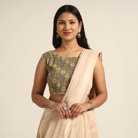 Buy Kalamkari Printed Cotton Stitched Blouse Online at iTokri.com