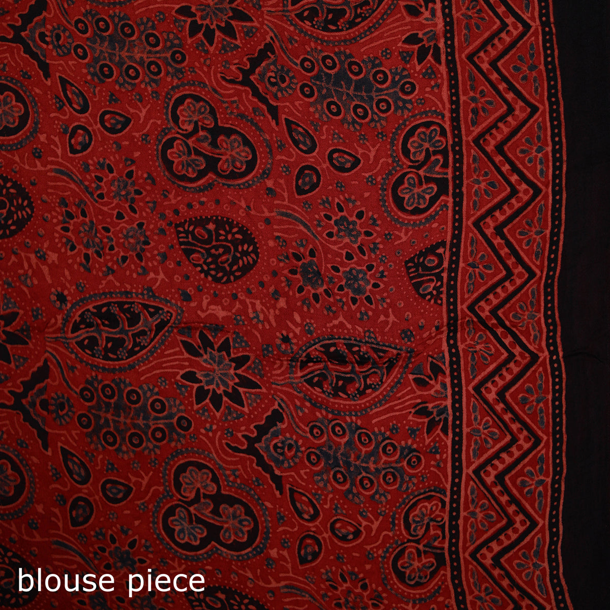Ajrakh Hand Block Print Natural Dyed Lagdi Patta Border Modal Silk Saree 02