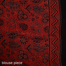 Ajrakh Hand Block Print Natural Dyed Lagdi Patta Border Modal Silk Saree 02