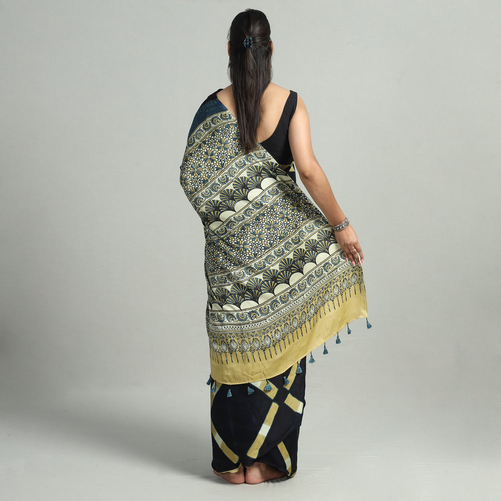 Ajrakh Modal Silk Saree