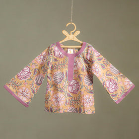Girls Gota Work Floral Block Print Cotton Kurta with Sharara Set (3-4 Years) 19