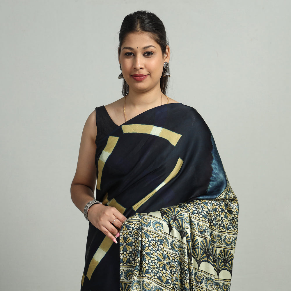 Ajrakh Modal Silk Saree