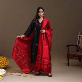 Black - Bhagalpuri Handloom Tussar Silk Suit Set 04