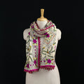 Ranihati Chanderi Silk Hand Embroidered Stole with Pom Pom 234