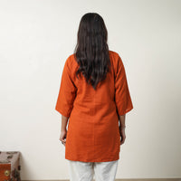 Mahi Orange Flex Cotton Short Plain Kurta