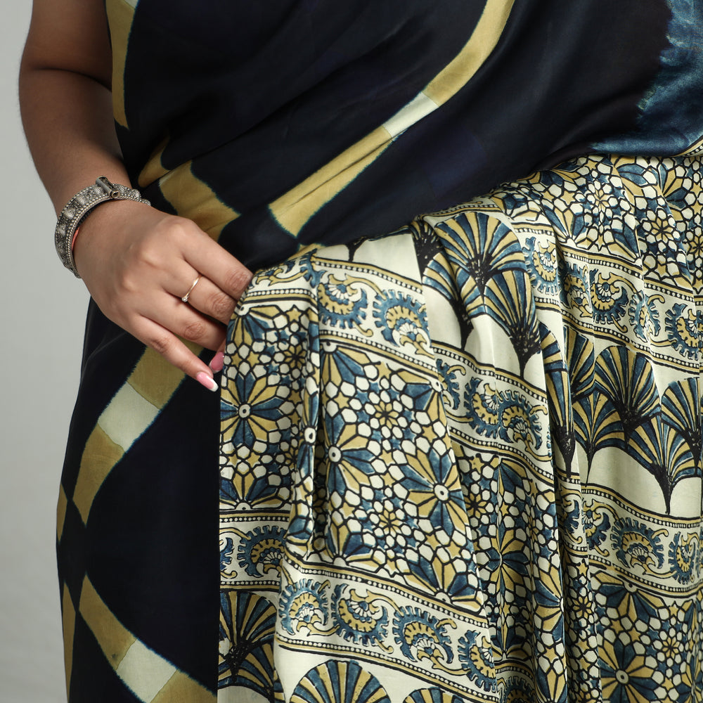 Ajrakh Modal Silk Saree