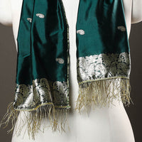 Green - Brocade Handloom Pure Silk Banarasi Stole with Tassels 15