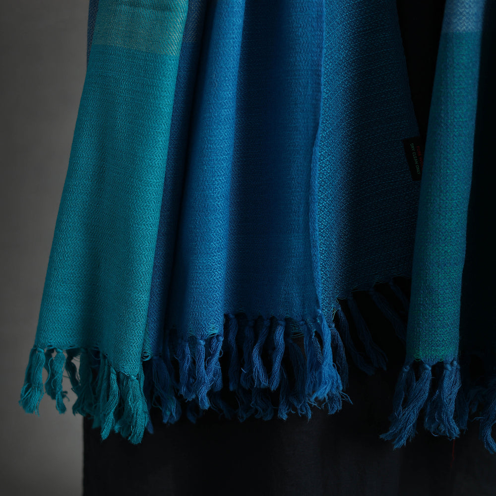 Blue - Kumaun Handwoven Pure Merino Wool Shawl for Women 19