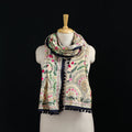 Ranihati Chanderi Silk Hand Embroidered Stole with Pom Pom 235