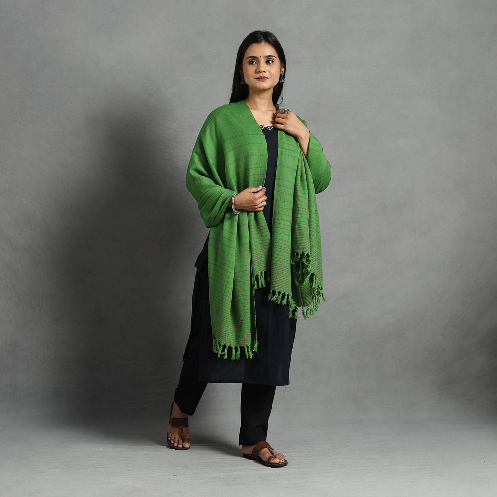 Green - Kumaun Handwoven Pure Merino Wool Shawl for Women 20