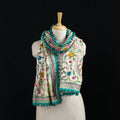 Ranihati Chanderi Silk Hand Embroidered Stole with Pom Pom 236