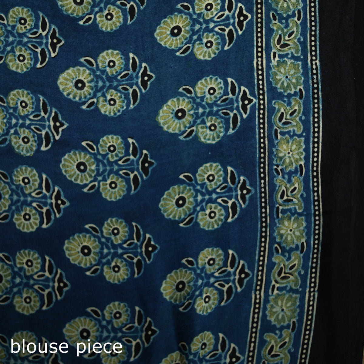 Ajrakh Hand Block Print Natural Dyed Lagdi Patta Border Modal Silk Saree 03