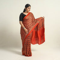 Red - Modal Silk Block Printed Ajrakh Saree with Zari Border 72