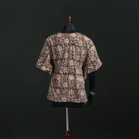 Peach - Kalamkari Hand Block Print Natural Dyed Cotton Kaftan (Short) 30