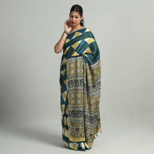 Ajrakh Modal Silk Saree