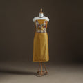 Yellow - Handpainted Srikalahasti Handloom Chanderi Silk Unstitched Kurta (2.3M) 24