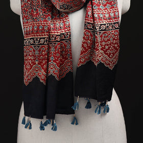 Ajrakh Hand Block Print Natural Dyed Mashru Silk Stole 01