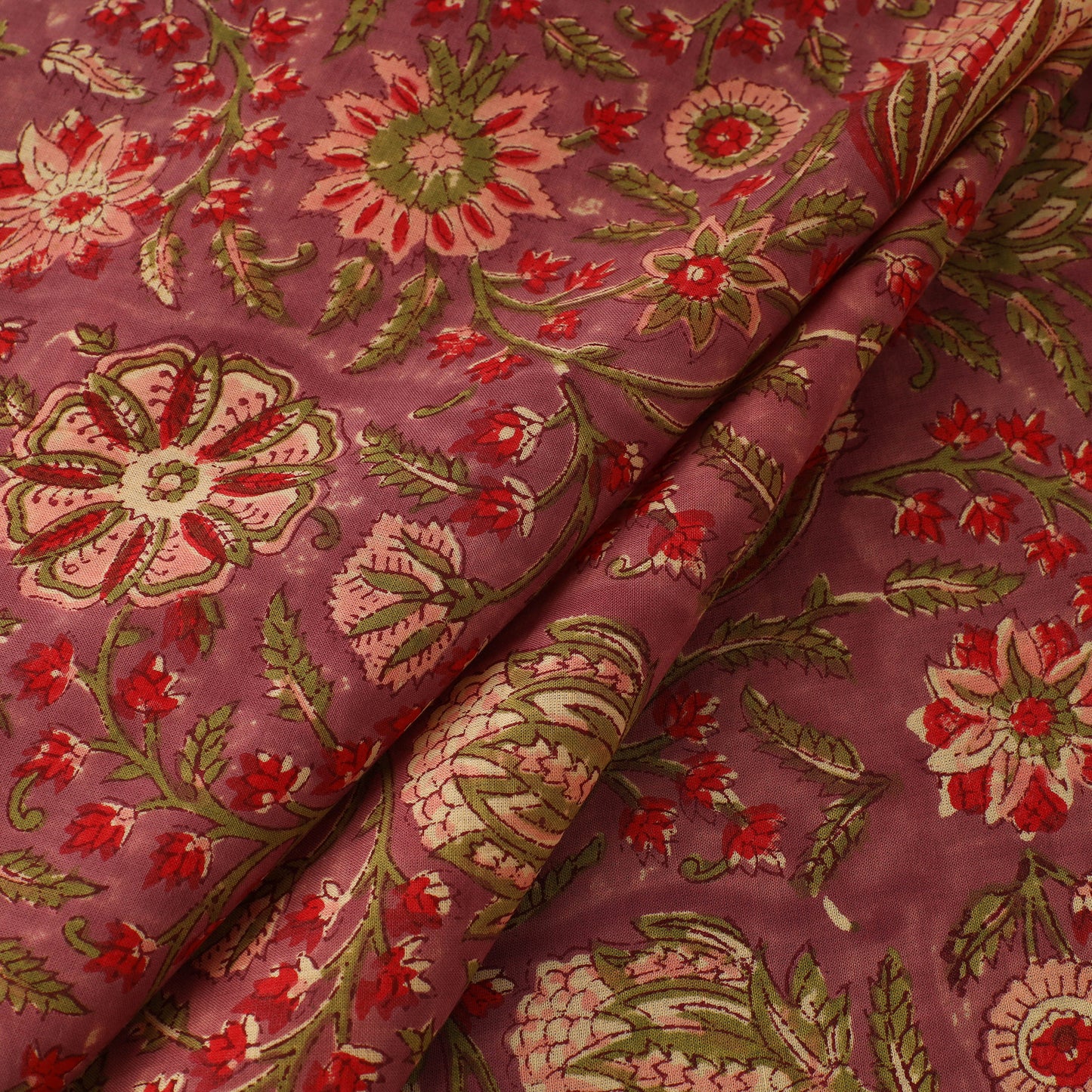 Red - Sanganeri Block Print Cotton Fabric 15