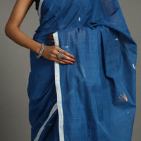 Blue - Pollen Jamdani Cotton Handloom Saree 49