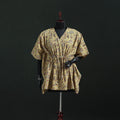 Yellow - Kalamkari Hand Block Print Natural Dyed Cotton Kaftan (Short) 31