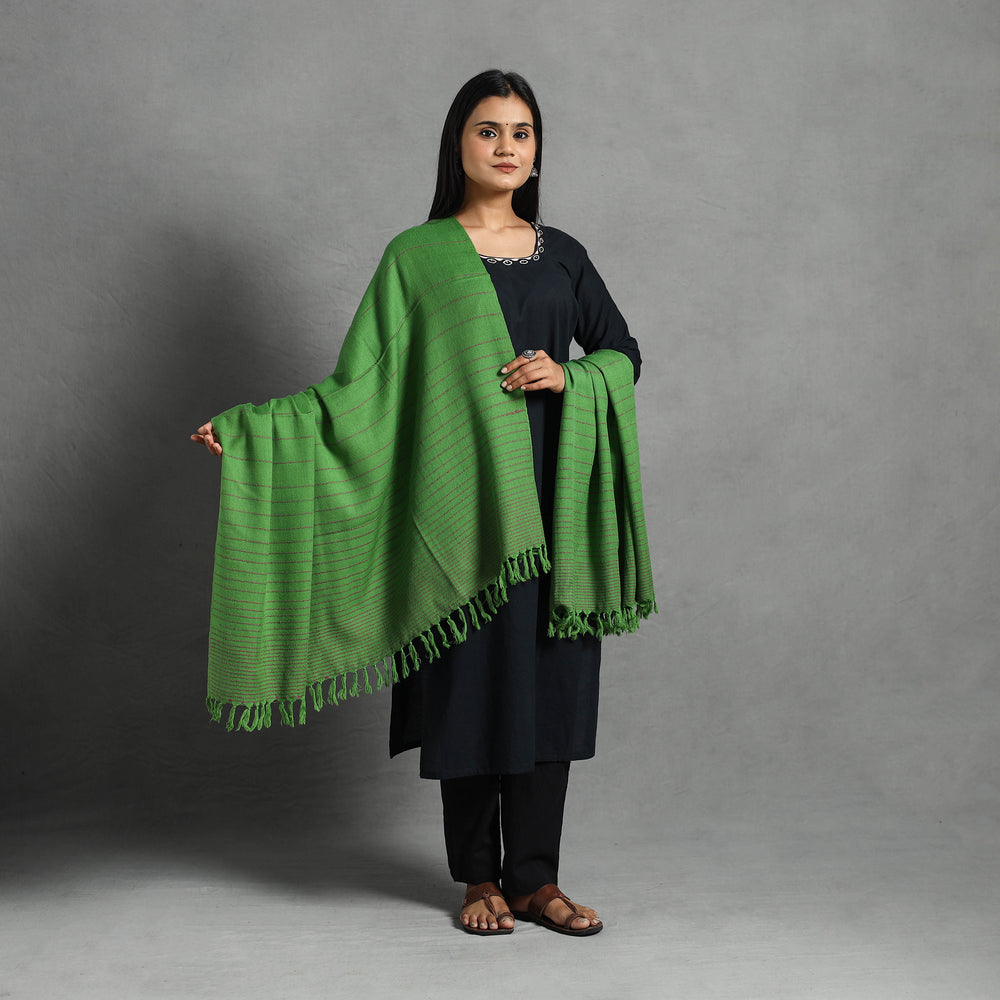 Green - Kumaun Handwoven Pure Merino Wool Shawl for Women 20